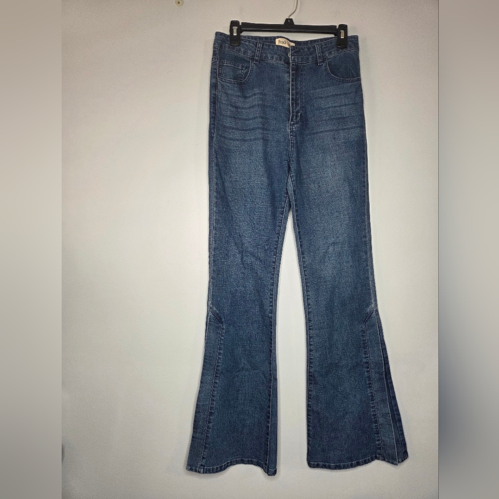Peach Love‎ California Flare Jeans in Deep Blue